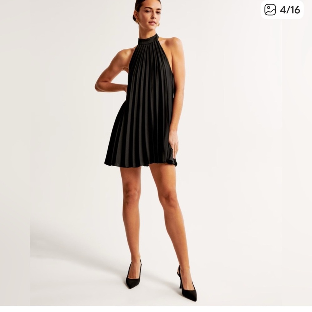 Abercrombie & Fitch Black Pleated Mini Dress